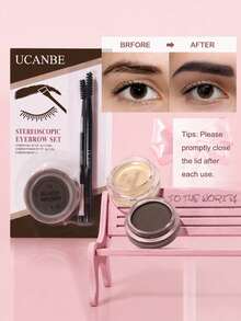 UCANBE Waterproof Eyebrow Gel + Eyebrow Styling Wax 2 In 1 Makeup Kit With 2 Pcs Dual-Ended Adjustable Freely Eyebrow Brush Makeup Long Lasting Eyebrows - 05 Dark Brown - View 2