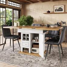 Telescopic Dining Table (110-140*80cm), Foldable Kitchen Table For 4-6 People, Extendable Dining Table, Space-Saving Kitchen Table, For Kitchen And Living Room, Dining Table With Wine Rack And Drawers - White - View 1
