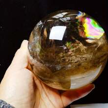 1pc Stunning Natural Rainbow Smoky Citrine Quartz Crystal Sphere - Graduation Gift, Perfect Holiday Gift -Crystal Decor -Crystal Ornaments - Multicolor - View 11