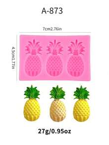 1pc Strawberry & Pineapple Shape Silicone Mold, DIY Silicone Mold For Handmade Soap, Candle, Wax Decoration - Pink - View 5
