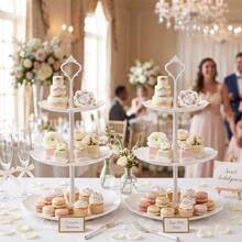 2PCS 3 Tier Cake Stand Afternoon Tea Wedding Plates Party Embossed Tableware - VJO0338-1 - View 5