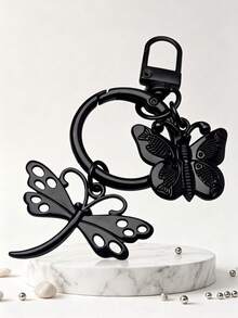 1pc Gothic Black Butterfly Keychain Y2K Millennium Style Hollow Key Ring Punk Style Bag Charm, Suitable For Wallet, Backpack, And Car Key Accessories - Black - View 7
