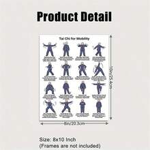 5pcs Tai Chi Exercise Poster Set, 20.32X25.4cm, Balance And Flexibility Workout Charts, Seated Chair Tai Chi And Walking Guide, Home Gym Wall Decor, Tutorial Fitness Art Prints - Multicolor - View 3