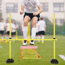 Agility Hürdenset Sprungstangen‑Set, multifunktionales Trainingsgerät für Koordinations‑ und Geschwindigkeitstraining - Gelb - Übersicht 9
