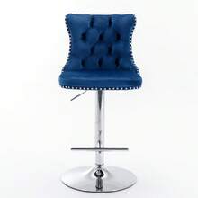 Barhocker - Blau + Samt + Schaumstoff - Übersicht 2