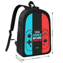 Gamer Style Back To School Student Backpack Multi-Compartment Set Three Stripes Game Console Unisex Laptop Pocket Insulated Lunch Cooler Pencil Case - Black - View 10