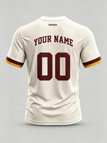 Men Custom Spain Sagrada Familia Print Soccer Jersey, Personalized Name Number Football Shirt World Cup Fan Gear Training Daily Gift - Champagne - View 3
