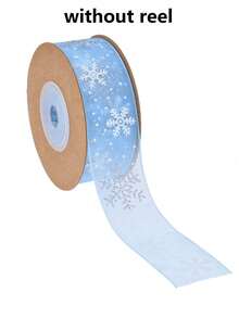 5 Yards Multi-Size Snowflake Textured Wired Edge Ribbon Roll, Shiny Tulle Organza Fabric Tape, Available In Red And Ice Blue, Suitable For Winter Holiday Gift Wrapping, Wreath Decoration, Bow Making And DIY Craft Projects - Ribbon - View 13