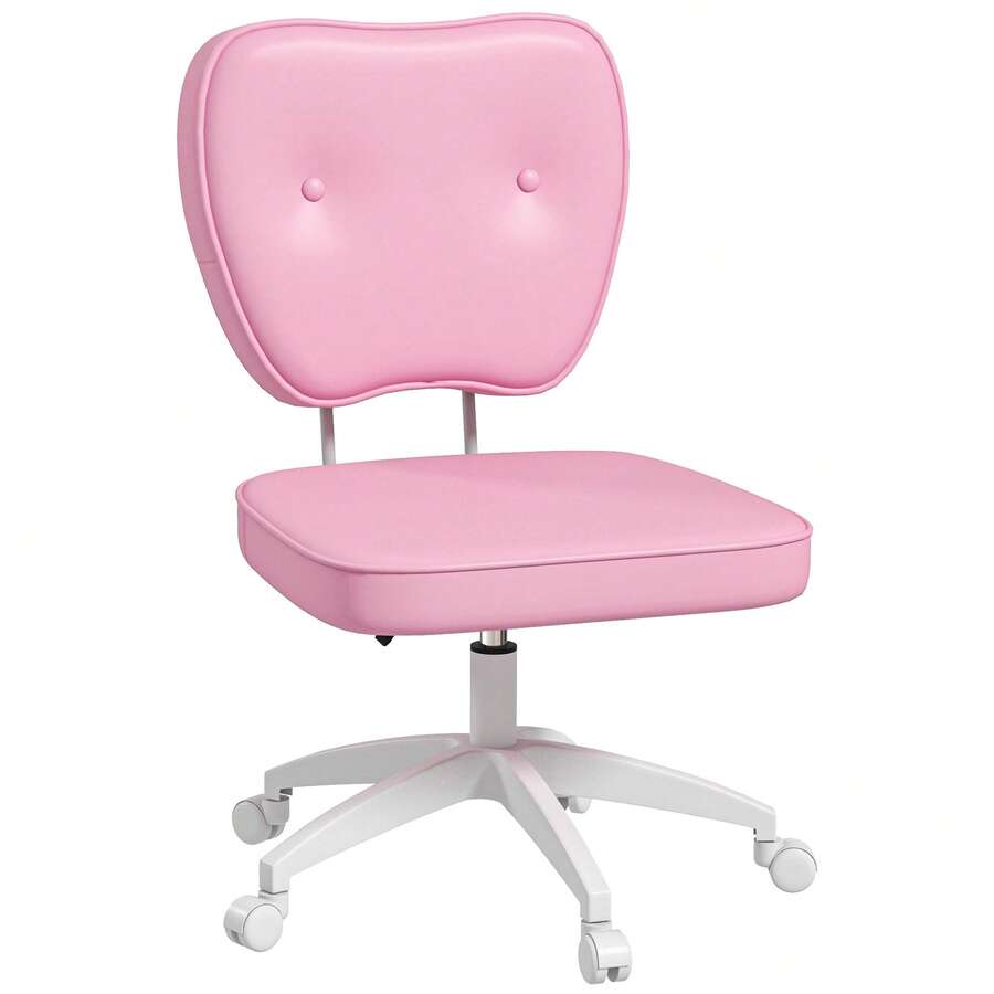Silla de oficina sin reposabrazos, silla de escritorio, altura regulable, giro de 360°, 46 x 59 x 82-92 cm, rosa - Multicolor - Ver 1