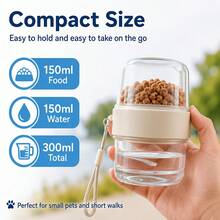 2-In-1 Portable Pet Food And Water Container, 5.07oz X 2-Layer Travel Pet Feeding Cup With Handle, Transparent Food Storage Container And Water Cup, Suitable For Cats, Small Dogs, Puppies, Daily Walks, Park Outings, And Training Treats - White, 150ml Top + 150ml Bottom - View 6
