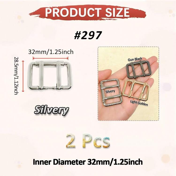 SinHo 雙齒扣環替換件 2入 鋅合金扣環 高品質金屬皮帶配件 適用包款與腰帶 皮革手工配件 - 彩色 - 查看 13