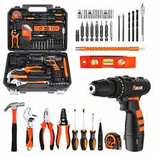 High-Specification Electric Screwdriver Set, Includes Drill Bit Set, Tool Box, Portable Storage Case, Cordless Hand Drill, Forward/Reverse Switch, 18+1 Torque Settings And LED Lighting. - US A Type Plug(110-127V) - View 9