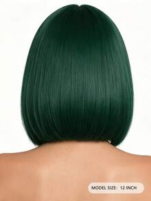 12 Inch Dark Green Air Bangs Women's Wig, Natural Style, Fluffy & Fashionable, Suitable For All Women's Party & Ball Dress-Up Wear - Dark Green - View 6