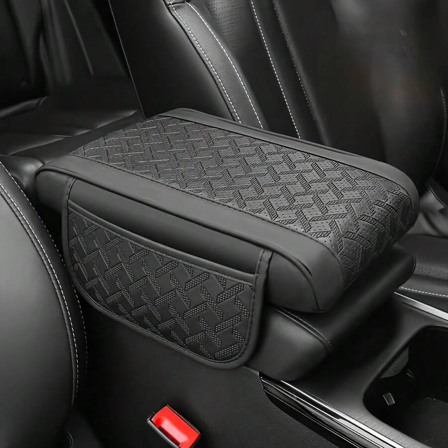 Artificial Leather Car Armrest Box Pad Center Console Arm Rest Protector Cover With Storage Pocket Elbow Rest Cushion - Multicolor - View 1
