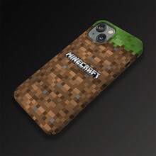 Retro Pixel Game Style Minecraft Dirt Grass Block Pixel Texture Brown‑Green Block Pattern Slim Square‑Edged Raised Camera Edge Precise Lens Cutout Anti‑Fingerprint Shockproof Cell Phone Back Cover, Minecraft 3D Logo Graphic Game Fan Merch Gaming‑Lover Accessory Teen Boys Girls Birthday Holiday Gift Daily‑Use Outdoor Game Party Smartphone Protective Shell - Multicolor - View 4