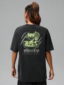Jordan Kaos Rajut Lengan Pendek Tanpa Kerah Wanita AS W J SS OS GFX TEE TIW1900-010 - Hitam - View 2