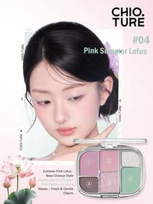 CHIOTURE 精緻 6 色全能眼影盤，適用於下眼線、眼線、腮紅與打亮，多功能單盤，高顯色度且妝效持久，適合初學者 - #04 Pink Lotus - 查看 5