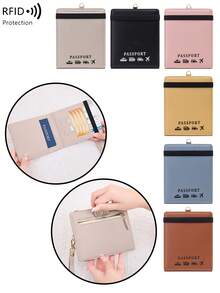 CHARM INFINITE RFID 防盜護照夾，附掛頸繩，PU 皮革旅行文件夾，附拉鍊口袋 - 彩色 - 查看 2