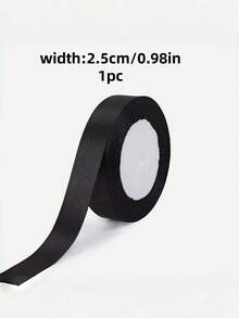 1 Roll Of Polyester Ribbon, Black Ribbon Ribbon, Gift Box Decoration Ribbon, Bow DIY, Floral Decoration, Rose Material, Wedding And Party Decoration, Suitable For Holiday Parties, Birthday Parties, Gift Packaging, Handicrafts, Wedding Dec, Christmas - 1pc Black - View 9