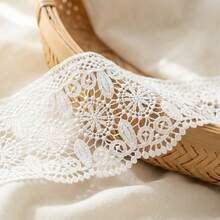 1/5" 13cm Wide White Floral Embroidered Lace Trim, Vintage Hollow Crochet Lace Ribbon, Suitable For Sewing, DIY Crafts Lace Trim, Can Be Used For Dresses, Wedding Dresses, Curtains, Doll Clothes, Scrapbooking, Journal Decoration, Soft Cotton Lace Trim - Multicolor E - View 5