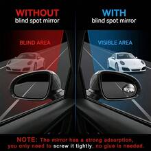 2件組汽車盲點鏡，360°可旋轉凸面廣角輔助後視鏡，可重複使用吸盤設計，不損壞車鏡，通用汽車安全設備 - A - 查看 7