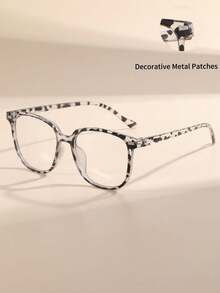 1 Pair Classic Black Square Frame Non-Prescription Glasses, Women's Glasses, Clear Lenses, Simple For Daily Commute And Outings - Multicolor - View 1