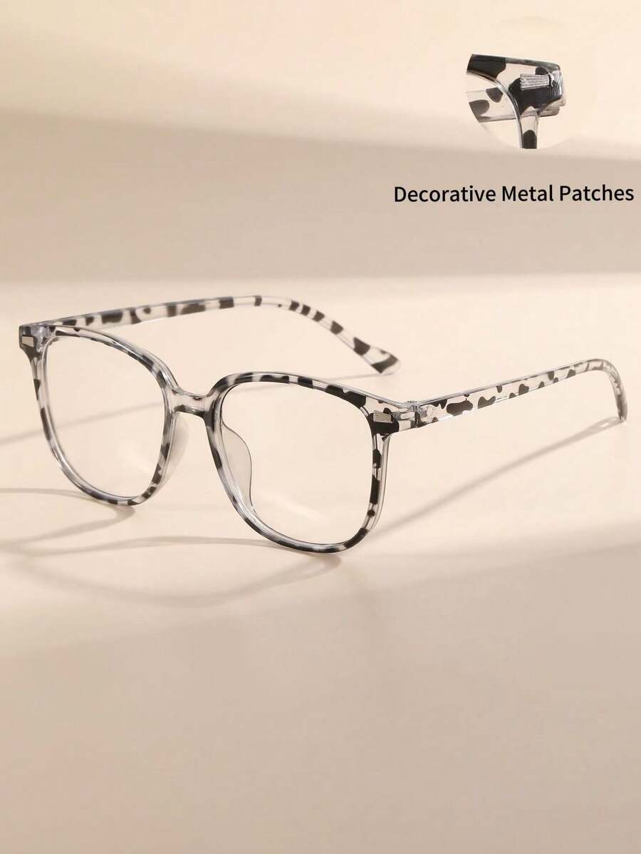 1 Pair Classic Black Square Frame Non-Prescription Glasses, Women's Glasses, Clear Lenses, Simple For Daily Commute And Outings - Multicolor - View 1