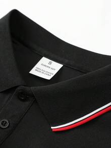 男士春夏/秋冬時尚休閒寬鬆長袖翻領 Polo 衫，適合日常通勤與旅行 - 黑色 - 查看 8