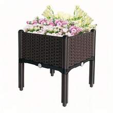 1-Tier/2-Tier/4-Tier Square Plastic Planter Box For Home Balcony, Raised Garden Bed Nursery Pot, Vegetable Planting Box, Tall Legs, Extra Large & Thick, Outdoor Garden Flower And Vegetable Planter - A - View 14