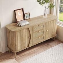 Sideboard With Sliding Doors And Wicker Drawers, Natural Color - Natural - 查看 3