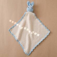 Handmade Crochet Cartoon Rabbit Baby Rattle Comfort Blanket, Skin-Friendly Breathable Baby Companion Plush Doll, Newborn Comfort Handkerchief, Infant Bib, Fabric Doll - Multicolor - View 4