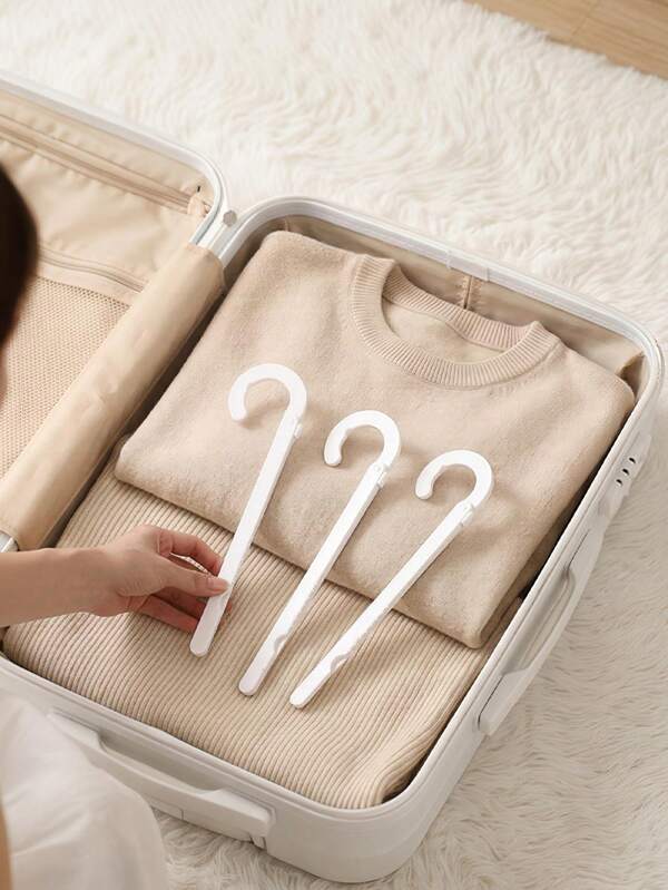 3pcs Portable Foldable Hangers For Travel, Lightweight Collapsible Clothes Hangers, Space-Saving Closet Organizers, Durable Hanging Racks For Home Storage, Compact Travel Accessories For Suitcase