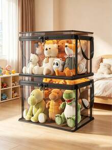 Transparent Zipper Doll Storage Box, Portable Visible Organizer Bin, Suitable For Plush Toys, Baby Supplies, Children's Miscellaneous Items - Multicolor - View 5