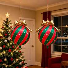Christmas Bow & Colorful Ball Foil Balloon Set, Suitable For New Year, New Year's Day, Christmas, Birthday, Home, Window Display, Photography Decoration - Multicolor - View 2