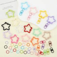 65pcs DIY Keychain Making Kit, Random Mixed Colors, Includes 50pcs Open Jump Rings, 10pcs Swivel Lobster Clasps, 5pcs Star-Shaped Spring Clasps, Suitable For DIY Doll Keychain, Bag Charm, Car Key Chain, Portable Hook Accessories, Keychain Making Materials, DIY Keychain Accessories - Accessory Set - View 5