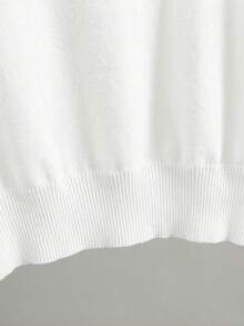 GIGOGOU 大尺碼 1XL-4XL 基本款春秋薄款女式黃色針織毛衣，柔軟舒適休閒套頭上衣外套，適合秋季 - 白色 - 查看 8