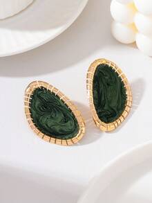 1 Pair Elegant Fashion Metal Geometric Enamel Glazed Symmetrical Stud Earrings, Suitable For Women's Daily Wear, Outings, Parties And Vacations - Geometric Teardrop Earrings - View 14