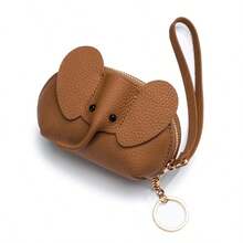 1pc New Creative Cute Elephant Bag Charm Women's Key Pouch Creative Card Holder Leather Elephant Coin Purse Zipper Lipstick Storage Bag Makeup Bag - Multicolor - View 14