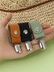 2pcs Multi-Color PU Leather Hat Clip Set, Portable Sun Cap Storage Accessory For Outdoor Travel, Firm Metal Clip Fastener For Back To School Trip, Summer Vacation Outing, Backpack Hanging Organization And Daily Hat Carrying - Multicolor - View 9