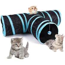 1 Peça Túnel de Gato Premium de 4 Vias, Design Extra Longo, Brinquedo Dobrável Grande. Túnel Espaçoso para Animais de Estimação, Adequado para Coelhos, Gatinhos e Gatos Adultos. - Multicolorido - Visão 7
