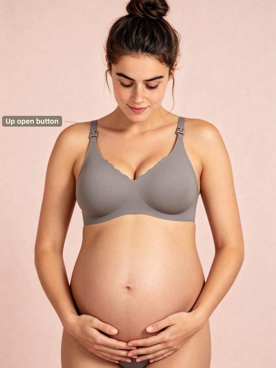 Hart & Haze 1pc Maternity Nursing Bra, Breathable Postpartum Feeding Bra, Comfortable Push-Up Anti-Sagging One-Piece Bralette - Brown - View 1