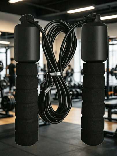 1pc Black Fitness Jump Rope, Suitable For Indoor And Outdoor Exercise, Improve Cardiovascular Health And Burn Calories, Ideal For Home, Gym And Outdoor Activities