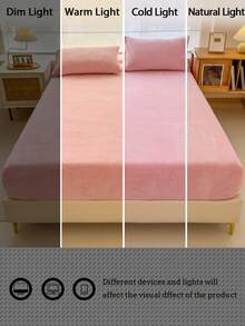 3 件套柔软舒适水晶天鹅绒床笠套装（1 件床笠 + 2 个枕套），可机洗，适合卧室和客房，四季皆宜 - 藕粉色 - 查看 11