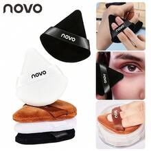 NOVO 1/3pcs Triangular Velvet Makeup Puffs, Soft & Fluffy Puff, Flocked Powder Puff For Loose Powder, Compact Powder, Mineral Powder, Body Powder, Reusable & Washable, Double-Sided Makeup Sponge, Designed For Under Eyes And T-Zone, Beauty Makeup Tools - Multicolor - View 1