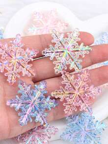 10pcs 30mm Acrylic Transparent Iridescent Snowflake Beads Spacer Pendants DIY Accessories For Car Hanging, Phone Chain, Keychain, Bag Charm - Hanging Snowflake - View 2