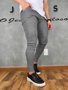 Classic Black Tailored Trousers 4% Lycra - 灰色 - 查看 4
