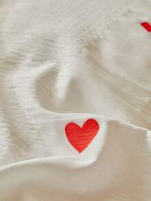 1pc Red Small Heart Embroidered Pillowcase, Cute Romantic Modern Style Decorative Throw Pillow Cover Suitable For All Seasons, Ins Style Home Decor Long Pillowcase, Machine Washable, No Filling Included - Red and White - View 6
