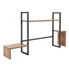 Countertop Computer Rack Desk Storage Organizer Desktop Bookshelf Display Shelf - Wood - View 10