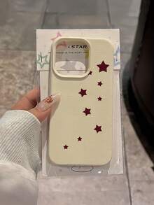 1件白色散佈波爾多紅星個性化極簡全包覆TPU防震手機殼，適用於Apple 18 17 16 15 14 13 12 11 Pro Max Air及系列 - 彩色 - 查看 2
