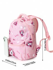 Children's Fashion All-Over Print Casual Small Backpack With Padded Back To Relieve Back Pressure, Cartoon Dinosaur, Unicorn, Bear, Tiger Vibrant Patterns, Loved By Kids, Perfect Gift For Children's Holidays And Birthdays, Casual Backpack - Peach Pink - View 2